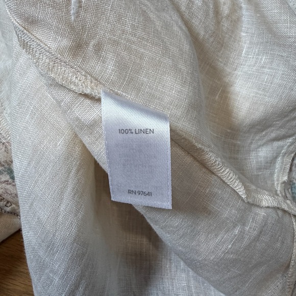 J Jill Love Linen Ornate Paisley Elegant Boho Top Barley Size XL Flowy Statement - Picture 7 of 8